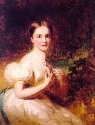 George Henry Harlow Portrait of a Young Girl with a Dove oil painting